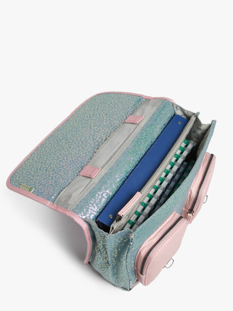 Boekentas 2 Compartimenten Cameleon Blauw vintage fantasy PBVGCA38 ander zicht 3